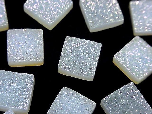[Video] Druzy Agate Square Cabochon 12x12mm AB Coating 1pc