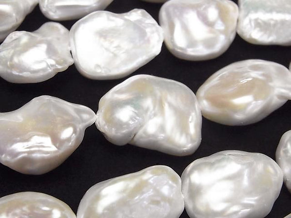 [Video] Fresh Water Pearl Keshi Pearl AA++ Baroque 17-25mm White 1strand beads (aprx.15inch/37cm)