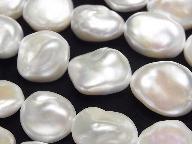 [Video] Fresh Water Pearl Keshi Pearl AA++ Baroque 13-19mm White 1strand beads (aprx.15inch/37cm)