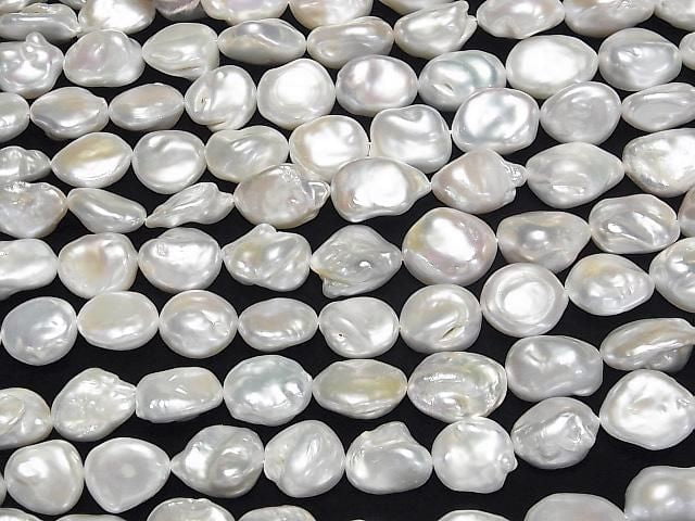 [Video] Fresh Water Pearl Keshi Pearl AA++ Baroque 13-19mm White 1strand beads (aprx.15inch/37cm)
