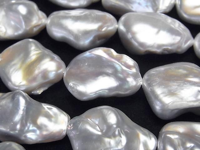 [Video] Fresh Water Pearl Keshi Pearl AA++ Baroque 18-24mm Silver 1strand beads (aprx.15inch/37cm)