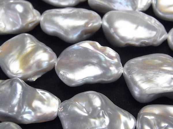 [Video] Fresh Water Pearl Keshi Pearl AA++ Baroque 18-24mm Silver 1strand beads (aprx.15inch/37cm)