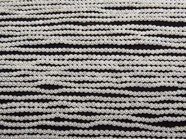 [Video]Shell Pearl White Round 2mm 1strand beads (aprx.15inch/38cm)