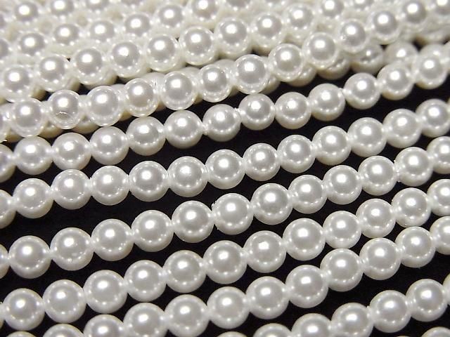 [Video]Shell Pearl White Round 3mm 1strand beads (aprx.15inch/38cm)