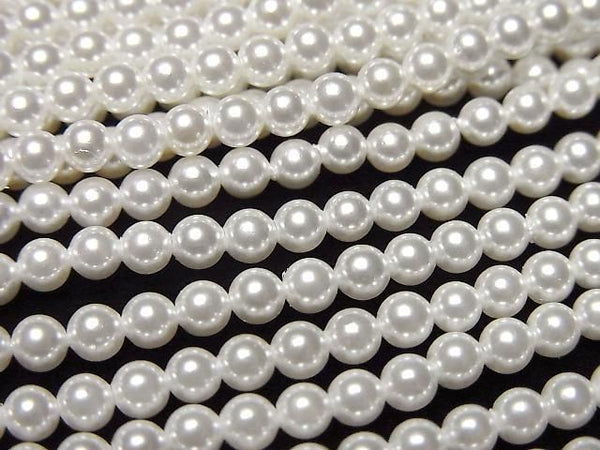 [Video]Shell Pearl White Round 3mm 1strand beads (aprx.15inch/38cm)