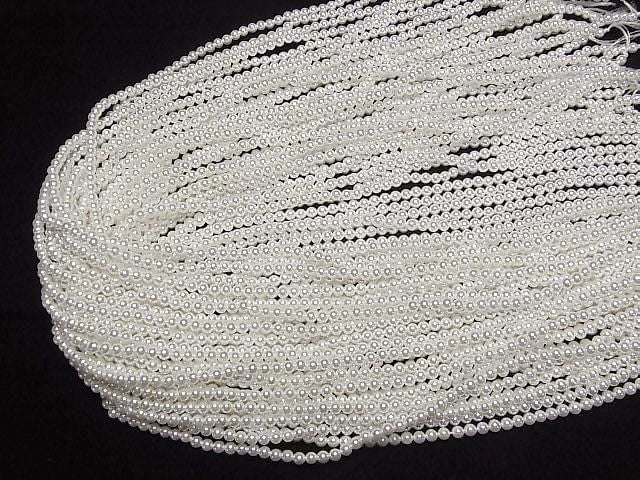 [Video]Shell Pearl White Round 3mm 1strand beads (aprx.15inch/38cm)