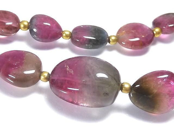 [Video][One of a kind] High Quality Watermelon Tourmaline AAAA Nugget 1strand beads (aprx.16inch/40cm) NO.3