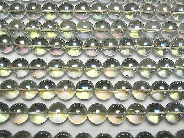 [Video] Green Flash Crystal (Smelted Quartz) Round 12mm 1strand beads (aprx.15inch/36cm)