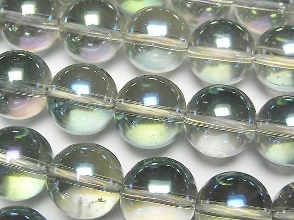 [Video] Green Flash Crystal (Smelted Quartz) Round 14mm 1strand beads (aprx.14inch/35cm)