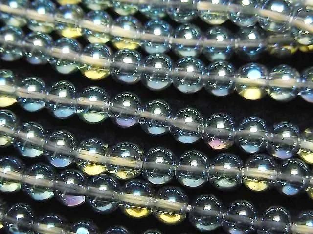 [Video] Blue Green Flash Crystal (Smelted Quartz) Round 4mm 1strand beads (aprx.15inch/36cm)