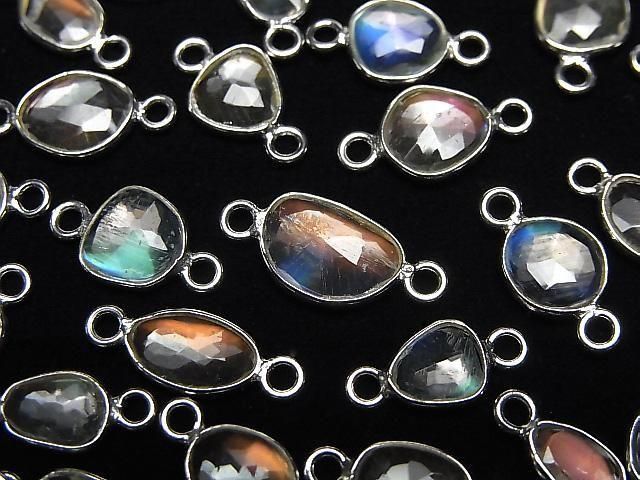 [Video]High Quality Andesine Labradorite AA++ Bezel Setting Freeform Rose Cut [Both Side] Silver925 5pcs