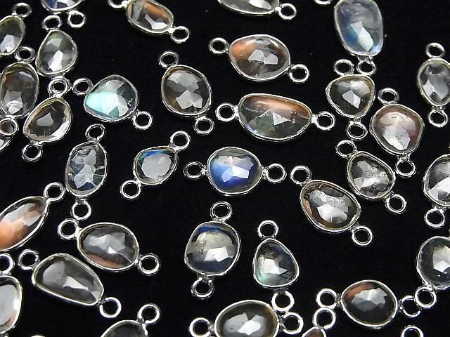 [Video]High Quality Andesine Labradorite AA++ Bezel Setting Freeform Rose Cut [Both Side] Silver925 5pcs