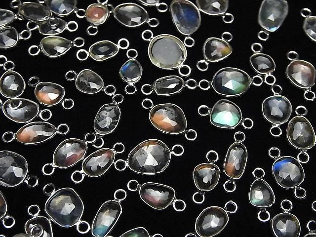 [Video]High Quality Andesine Labradorite AA++ Bezel Setting Freeform Rose Cut [Both Side] Silver925 5pcs