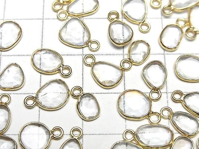 [Video]High Quality Andesine Labradorite AA++ Bezel Setting Freeform Rose Cut [One Side] 18KGP 5pcs