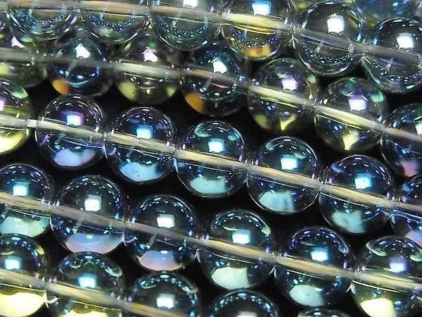 [Video] Blue Green Flash Crystal (Smelted Quartz) Round 8mm 1strand beads (aprx.15inch/36cm)