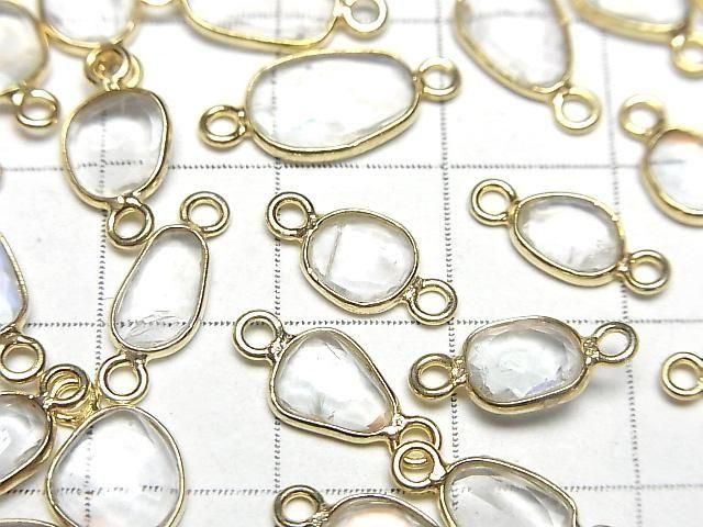 [Video]High Quality Andesine Labradorite AA++ Bezel Setting Freeform Rose Cut [Both Side] 18KGP 5pcs