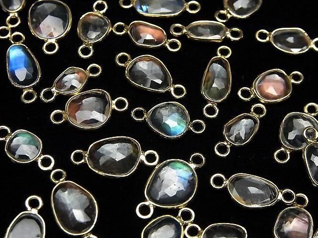 [Video]High Quality Andesine Labradorite AA++ Bezel Setting Freeform Rose Cut [Both Side] 18KGP 5pcs