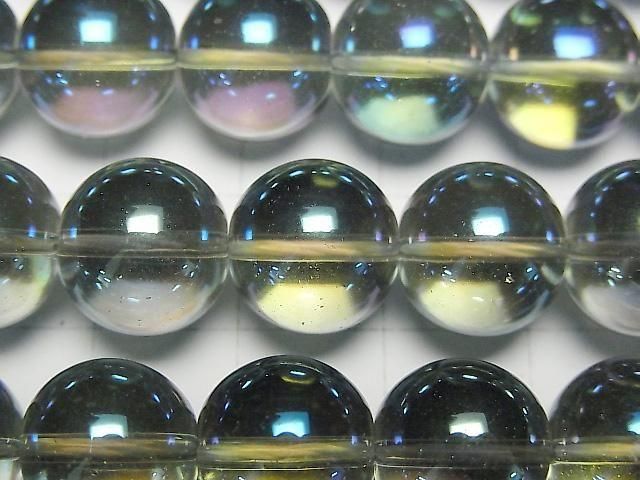 [Video] Blue Green Flash Crystal (Smelted Quartz) Round 12mm 1strand beads (aprx.15inch/36cm)