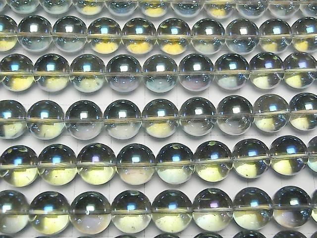 [Video] Blue Green Flash Crystal (Smelted Quartz) Round 12mm 1strand beads (aprx.15inch/36cm)