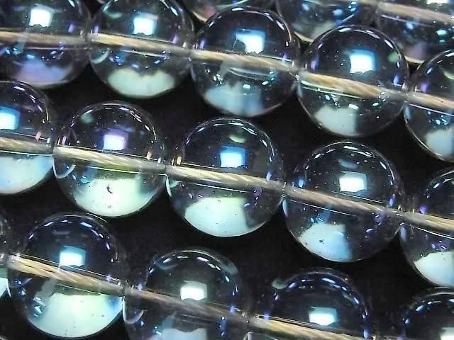 [Video] Blue Green Flash Crystal (Smelted Quartz) Round 16mm 1strand beads (aprx.14inch/35cm)
