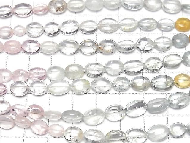 [Video]High Quality Beryl Mix (Multicolor Aquamarine) AA++ Oval 1strand beads (aprx.7inch/18cm)