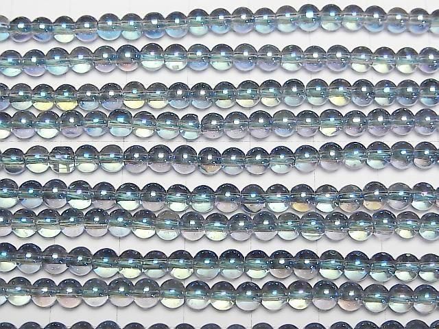 [Video] Blue Flash Crystal (Melted Quartz) Round 4mm 1strand beads (aprx.15inch/36cm)