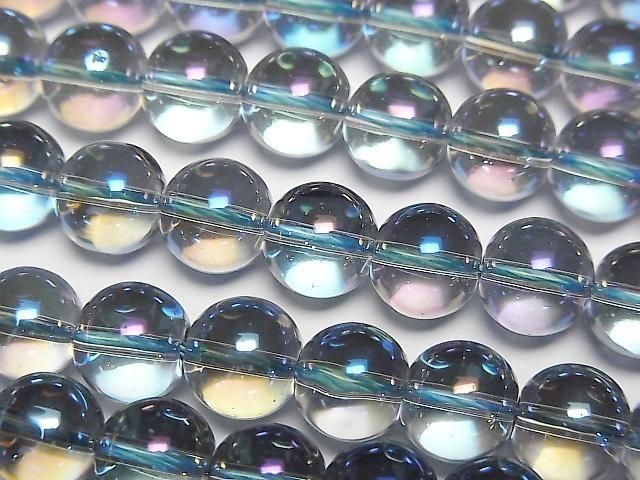 [Video] Blue Flash Crystal (Melted Quartz) Round 8mm 1strand beads (aprx.15inch/36cm)