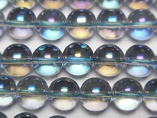 [Video] Blue Flash Crystal (Melted Quartz) Round 8mm 1strand beads (aprx.15inch/36cm)
