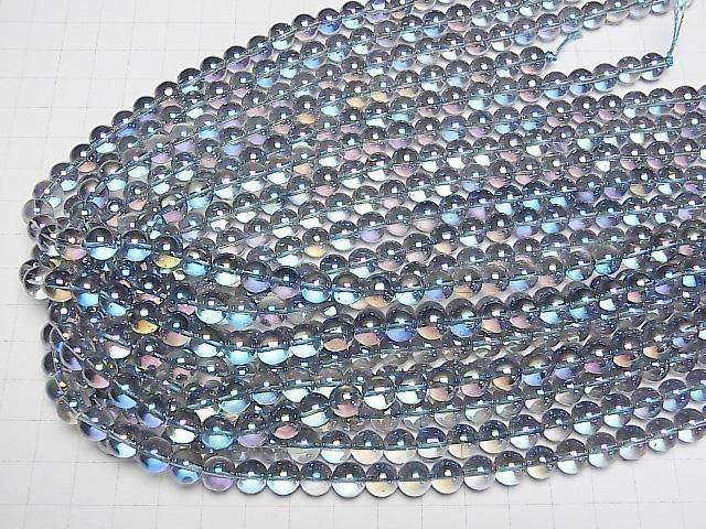 [Video] Blue Flash Crystal (Melted Quartz) Round 8mm 1strand beads (aprx.15inch/36cm)