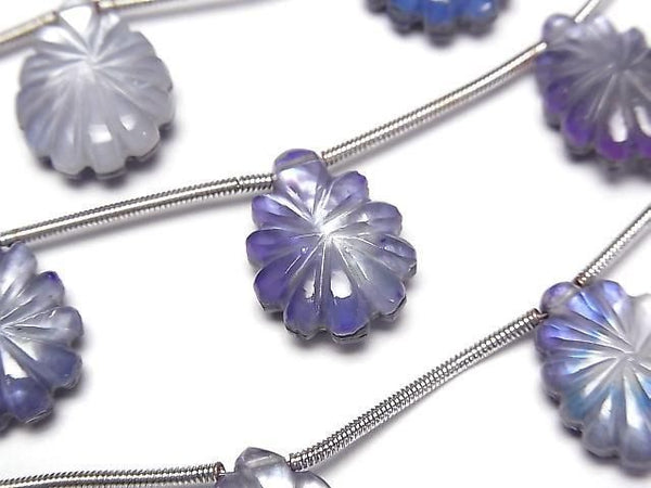 [Video] Lapislazuli x White Shell x Crystal AAA- Pear shape carving 1 strand (5pcs)