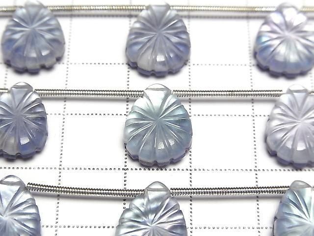 [Video] Lapislazuli x White Shell x Crystal AAA- Pear Shape Carving 1 Strand (5 Pieces)