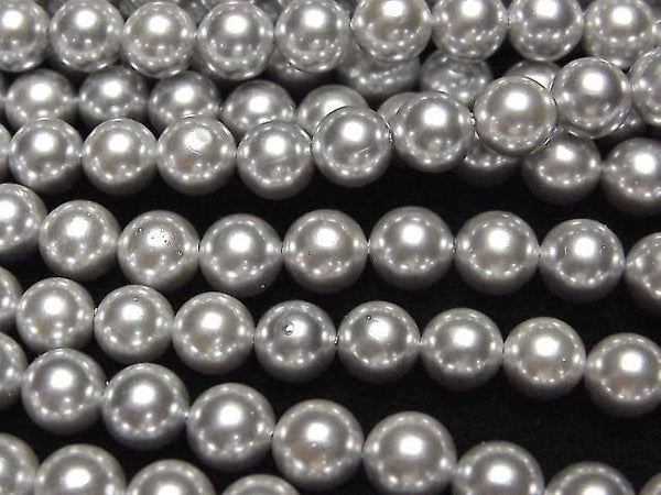 [Video]Shell Pearl Silver Round 7mm 1strand beads (aprx.15inch/38cm)