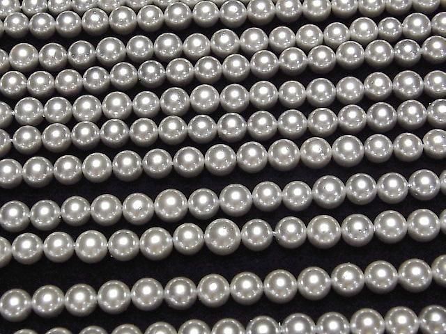 [Video]Shell Pearl Silver Round 7mm 1strand beads (aprx.15inch/38cm)
