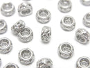 Silver925 Rondelle 6x6x3mm (with CZ) Rhodium Plated 2pcs