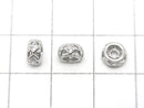 Silver925 Rondelle 6x6x3mm (with CZ) Rhodium Plated 2pcs