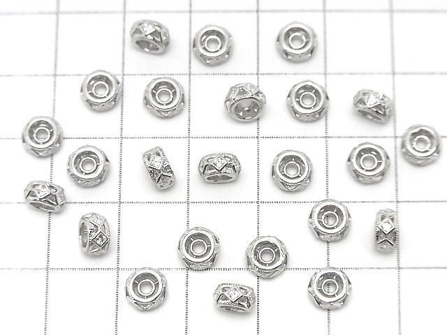 Silver925 Roundel 6x6x3mm (with CZ) Rhodium Plated 2pcs