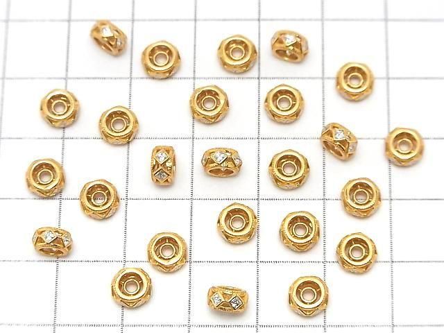 Silver925 Rondelle 6x6x3mm(with CZ) 18KGP 1pc