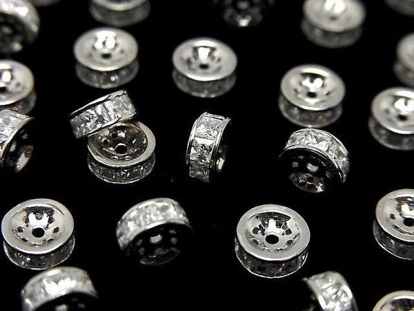 Silver925 Roundel 4.5mm,6mm(with CZ) Rhodium Plated 2pcs
