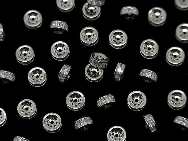 Silver925 Rondelle 4.5mm,6mm(with CZ) Rhodium Plated 2pcs