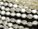 [Video]Shell Pearl White Vertical Hole Pear shape 6x5x3mm 1strand beads (aprx.15inch/38cm)