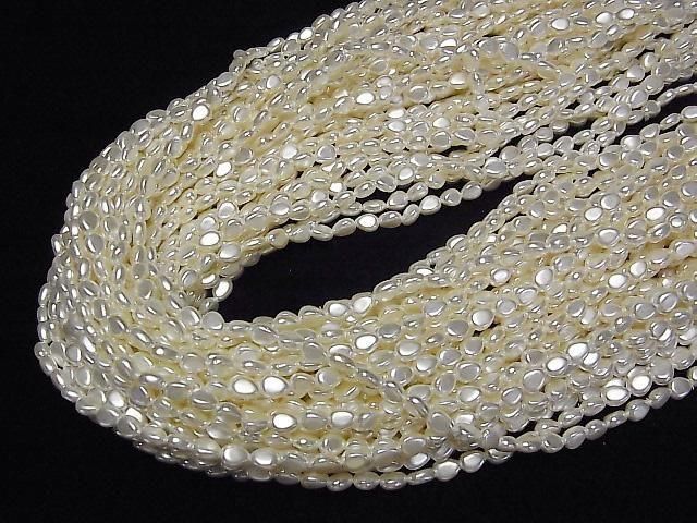 [Video]Shell Pearl White Vertical Hole Pear shape 6x5x3mm 1strand beads (aprx.15inch/38cm)