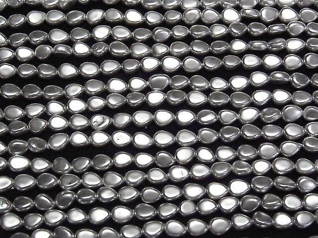 [Video]Shell Pearl Silver Vertical Hole Pear shape 6x5x3mm 1strand beads (aprx.15inch/38cm)