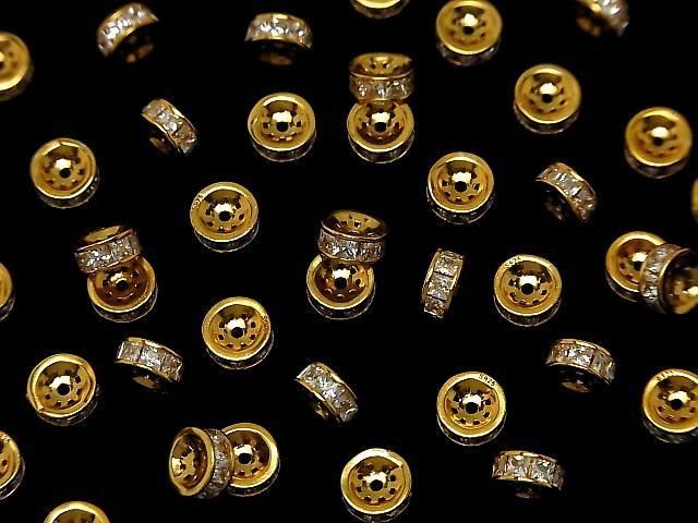 Silver925 Rondelle 4.5mm,6mm(with CZ) 18KGP 2pcs