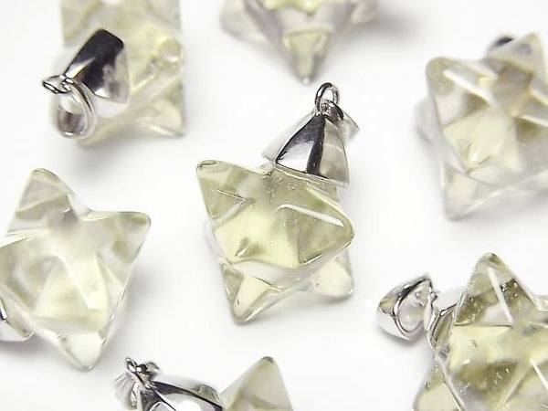 [Video] Libyan Desert Glass Merkaba 16x16x10mm Pendant Silver925 1pc