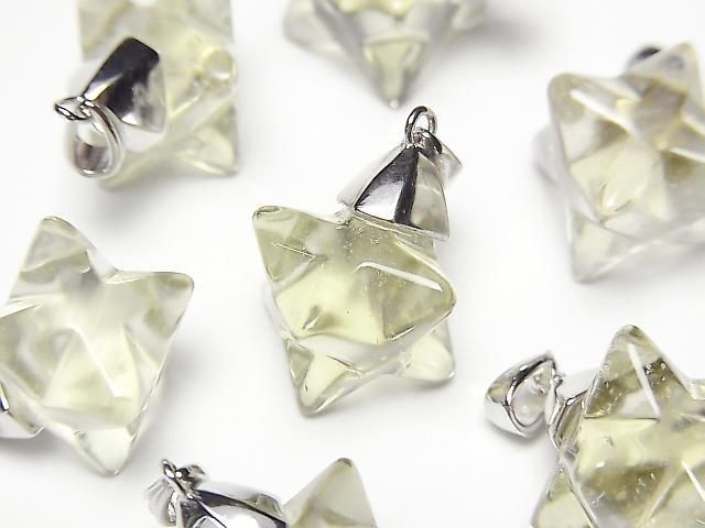 [Video] Libyan Desert Glass Merkaba 16x16x10mm Pendant Silver925 1pc