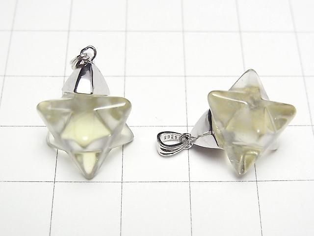[Video] Libyan Desert Glass Merkaba 16x16x10mm Pendant Silver925 1pc