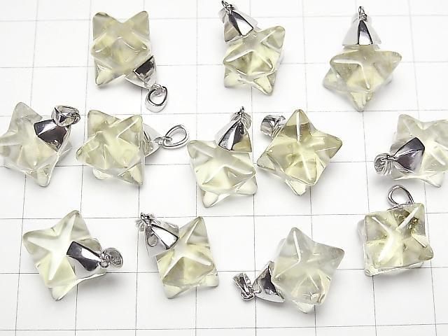 [Video] Libyan Desert Glass Merkaba 16x16x10mm Pendant Silver925 1pc