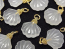 [Video] White Chalcedony Shell Charm 15x14mm 1pc