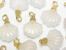 [Video] White Chalcedony Shell Charm 15x14mm 1pc