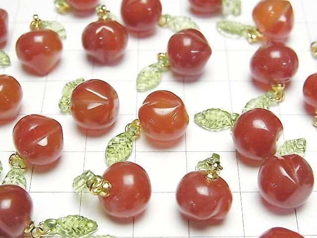 [Video] Red Agate Fruit Charm [Plum] 3pcs